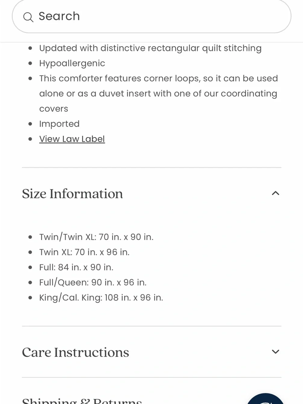 The Company Store Classic Down Alternative Comforter - Ocean Blue